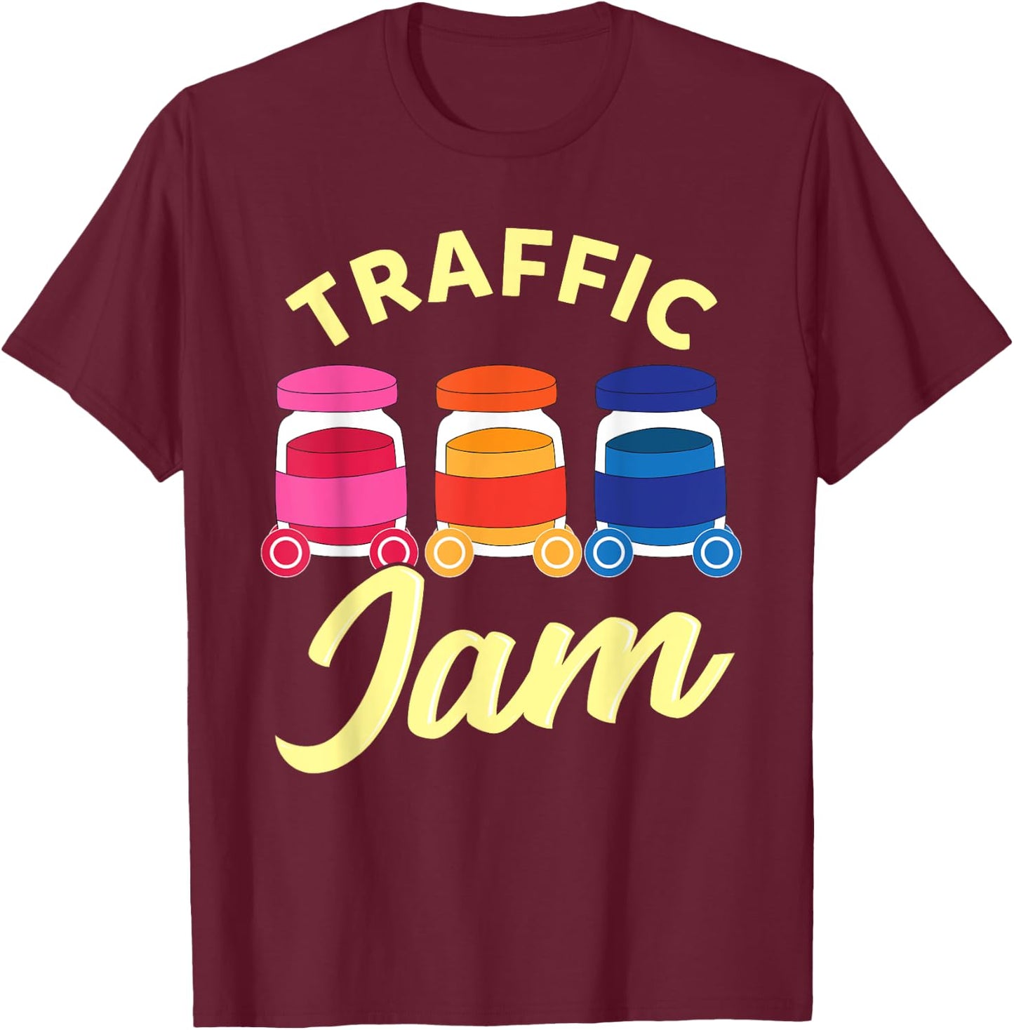 Traffic Jam Fruit Jam Funny Food Pun T-Shirt - T-Shirt | Maroon