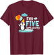 I'm 5 Birthday Outfit Penguin Kids Clothing T-Shirt - T-Shirt | Maroon