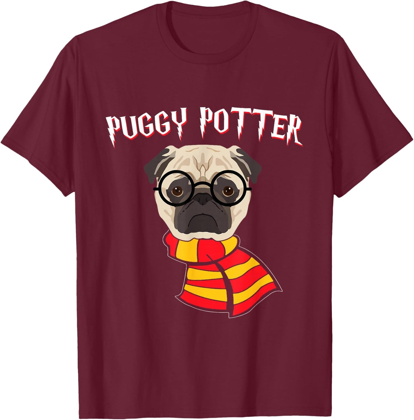 Pug Dog Pet Gift Puggy Potter Nerd Pug Dog T-Shirt - T-Shirt | Maroon