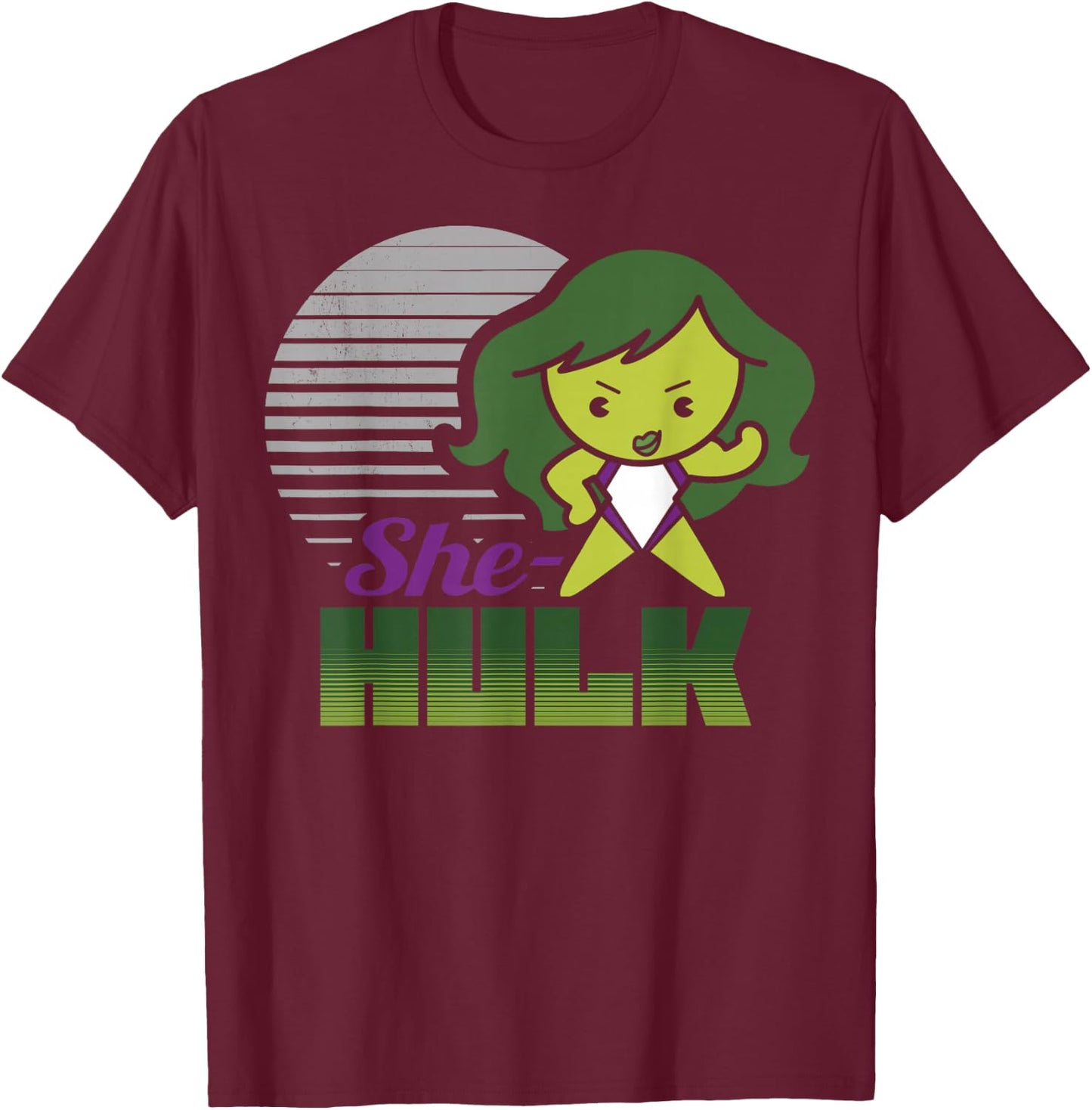 Marvel She-Hulk Strong Cute Kawaii Flew Logo Graphic T-Shirt - T-Shirt | Maroon