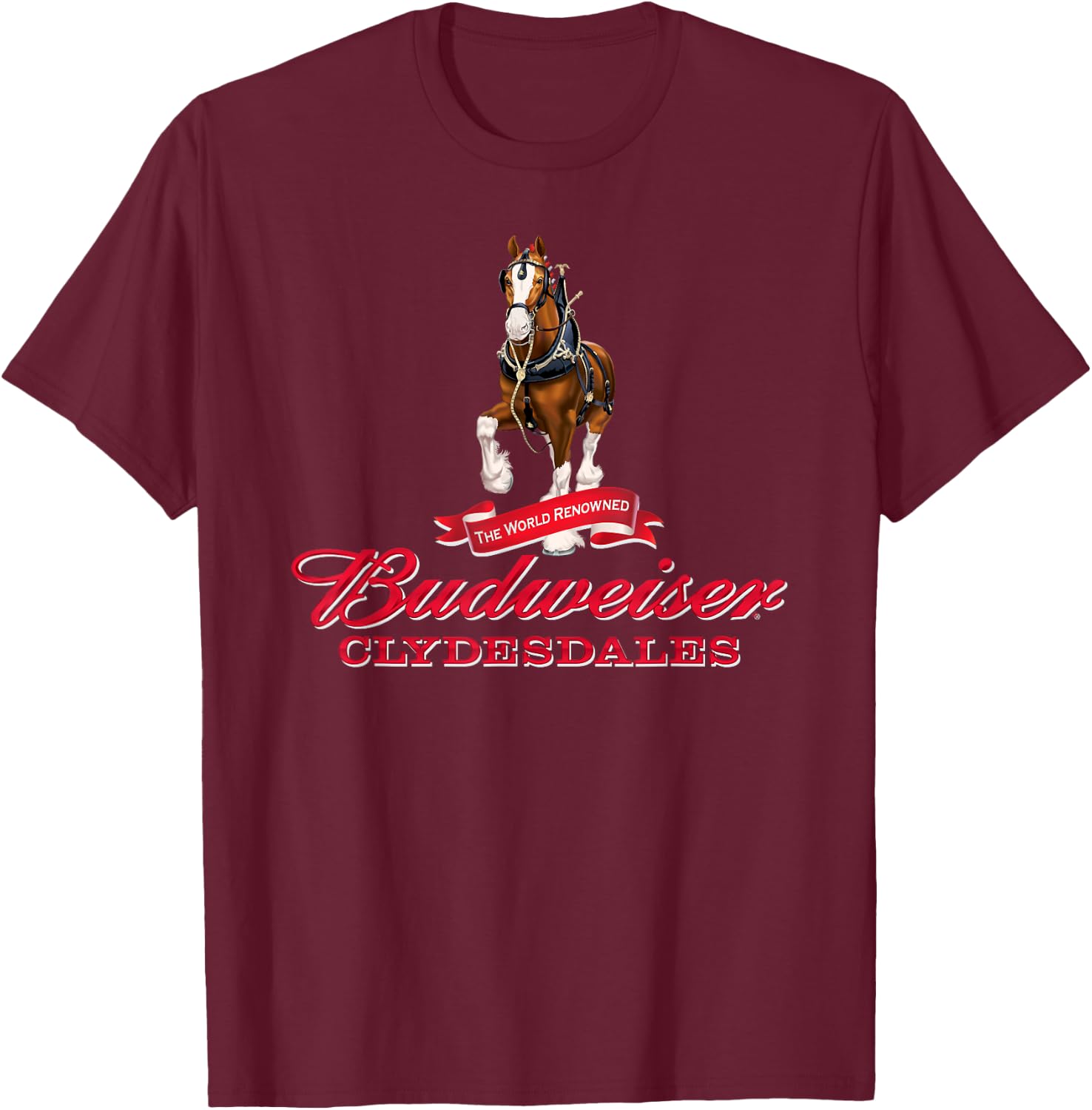Budweiser 'The World Renowned Clydesdales' T-Shirt - T-Shirt | Maroon