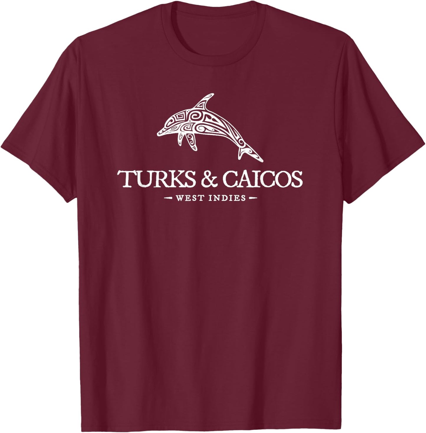 Turks and Caicos Islands Dolphin Colorful Cruise Souvenir T-Shirt - T-Shirt | Maroon