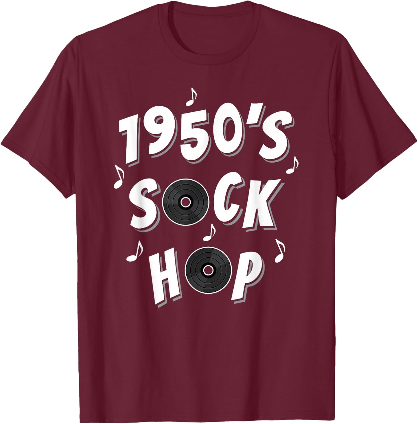 1950s Design Sock Hop T-Shirt - T-Shirt | Maroon