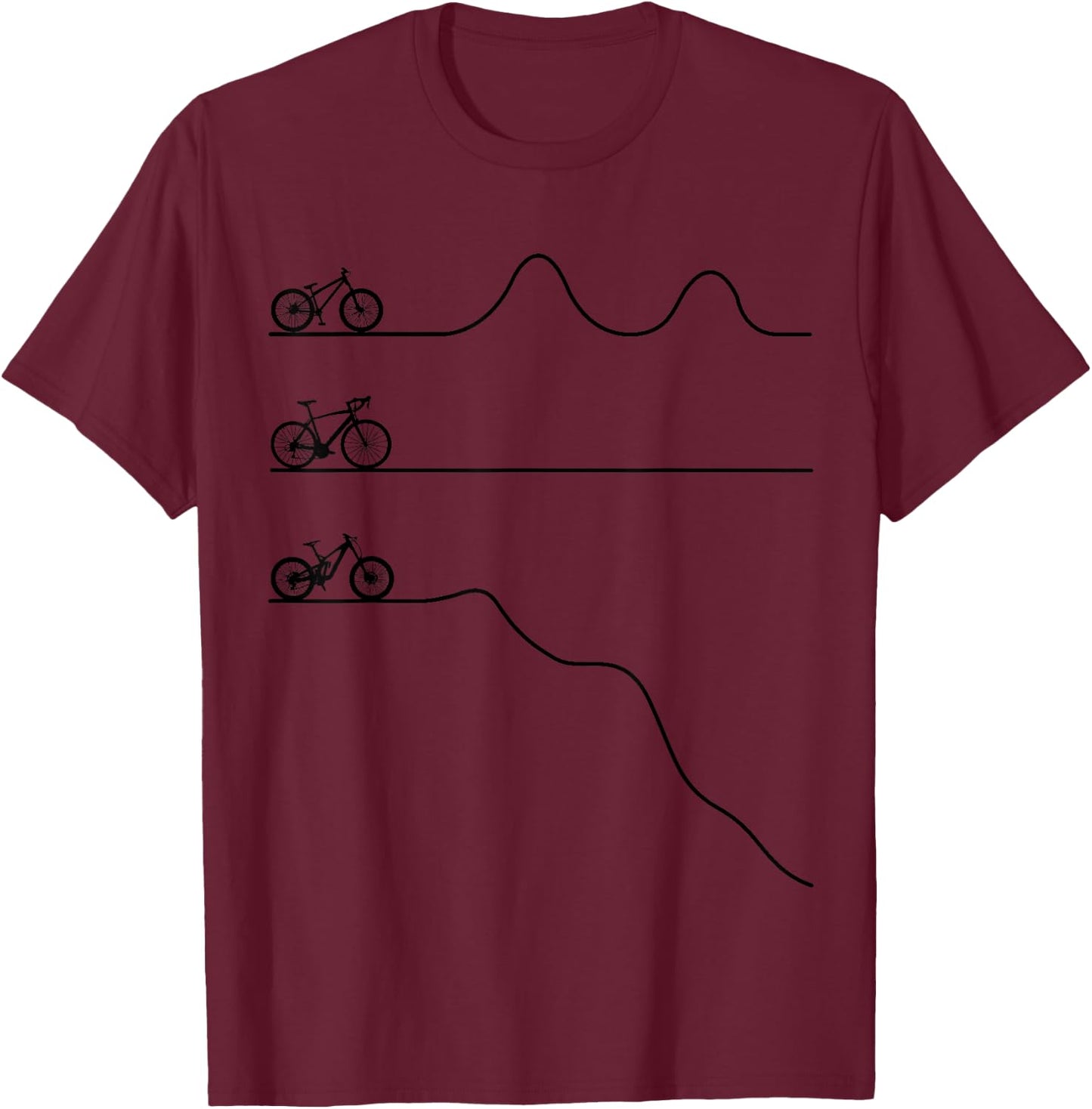 Mountain Bike Road Bike MTB Downhill Dirt Bike Bicycle Gift T-Shirt - T-Shirt | Maroon