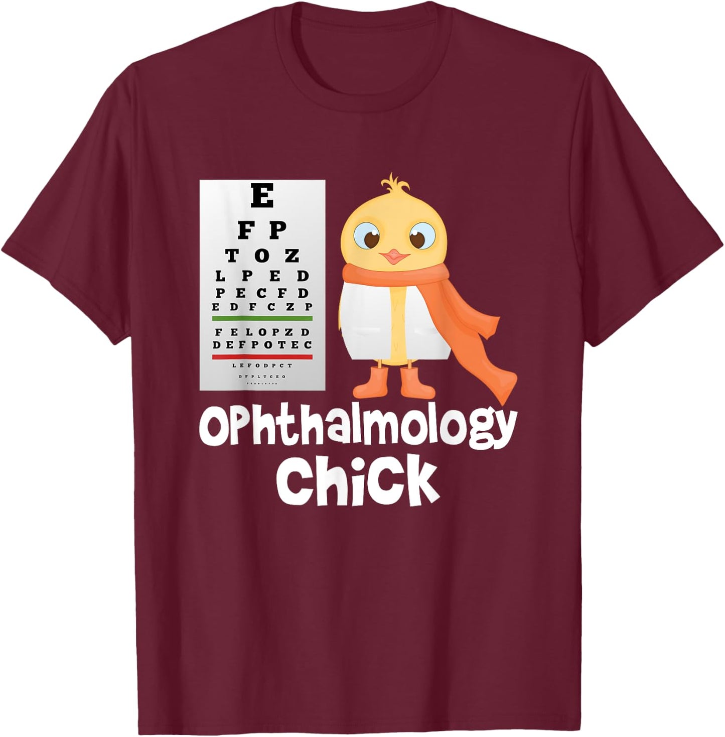 Eye Chart Cute Ophthalmology Optician Chick T-Shirt - T-Shirt | Maroon
