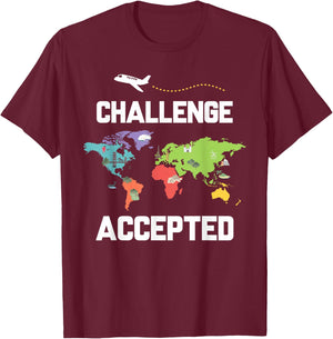 World Map Challenge Travellers T-Shirt - T-Shirt | Maroon