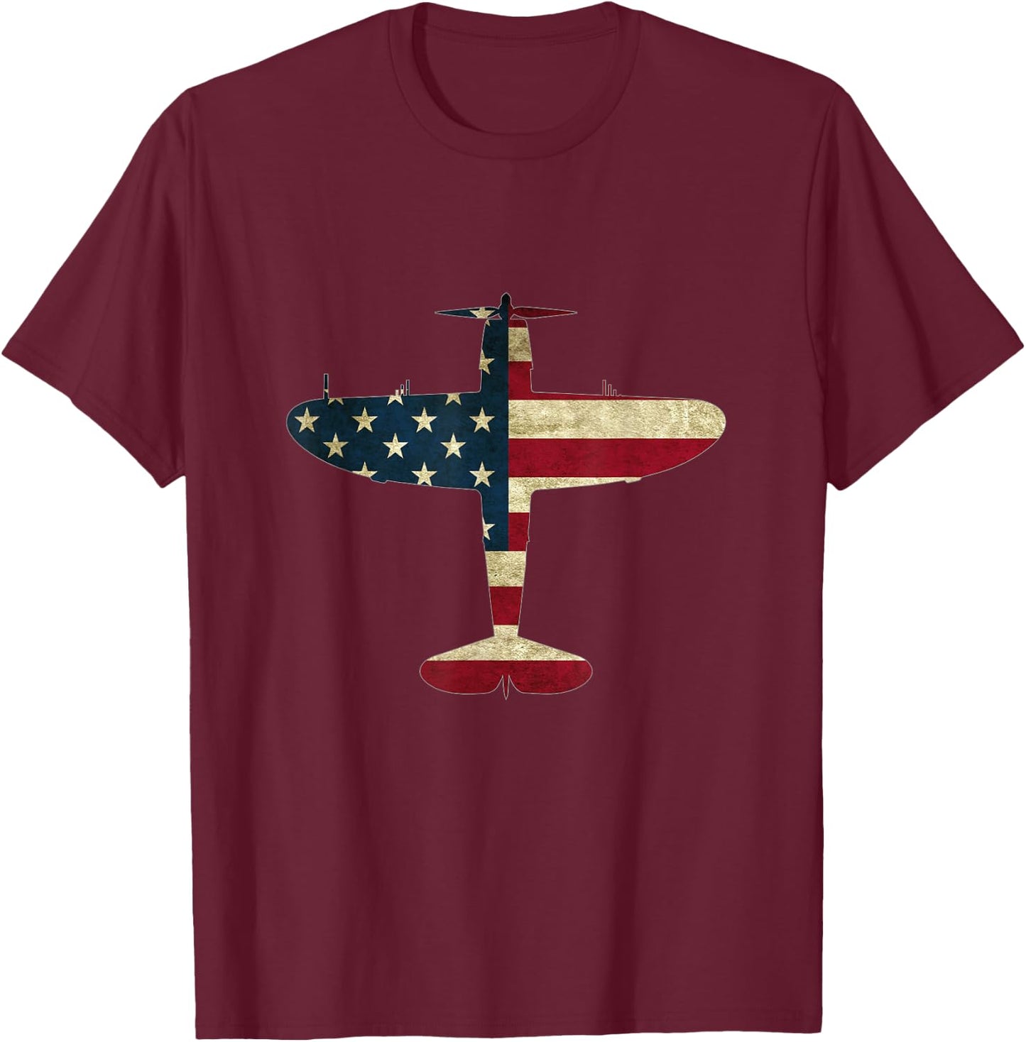 Retro USA Flag P-47 Thunderbolt Aircraft Warbird Pilot Gift T-Shirt - T-Shirt | Maroon