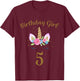 Kids 5th Birthday Girl Unicorn Shirt 5th Birthday Outfit T-Shirt - T-Shirt | Maroon