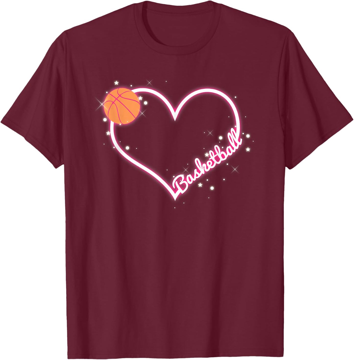 I Love Basketball, Girl Basketball Player Heart T-Shirt - T-Shirt | Maroon