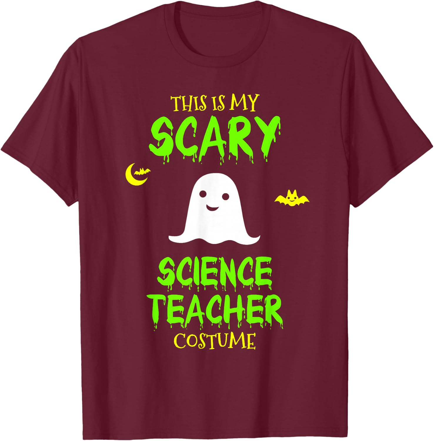 Scary Science Teacher Costume Halloween Lazy Easy T-Shirt - T-Shirt | Maroon