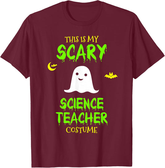 Scary Science Teacher Costume Halloween Lazy Easy T-Shirt - T-Shirt | Maroon
