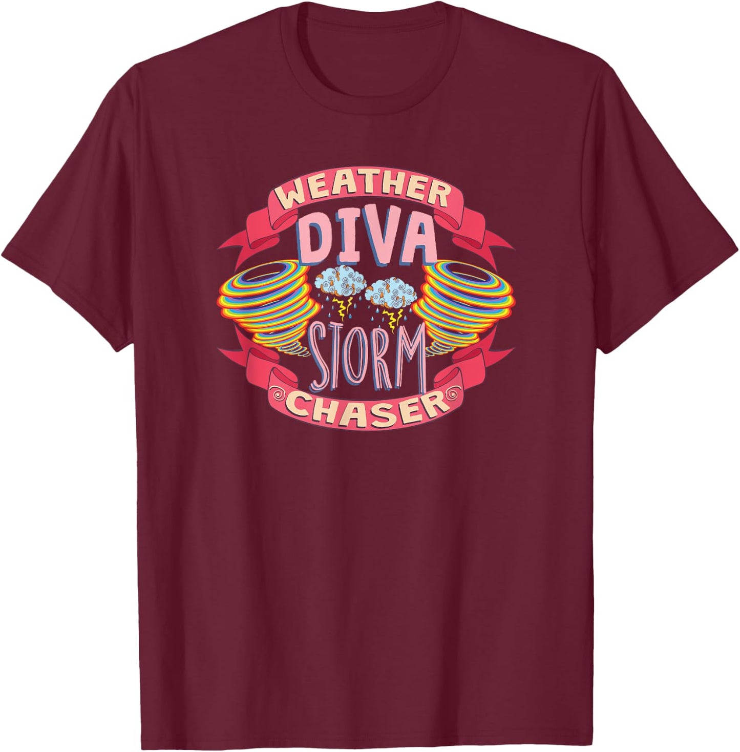 Weather Diva Storm Chaser Graphic Storm Adventure T-Shirt - T-Shirt | Maroon