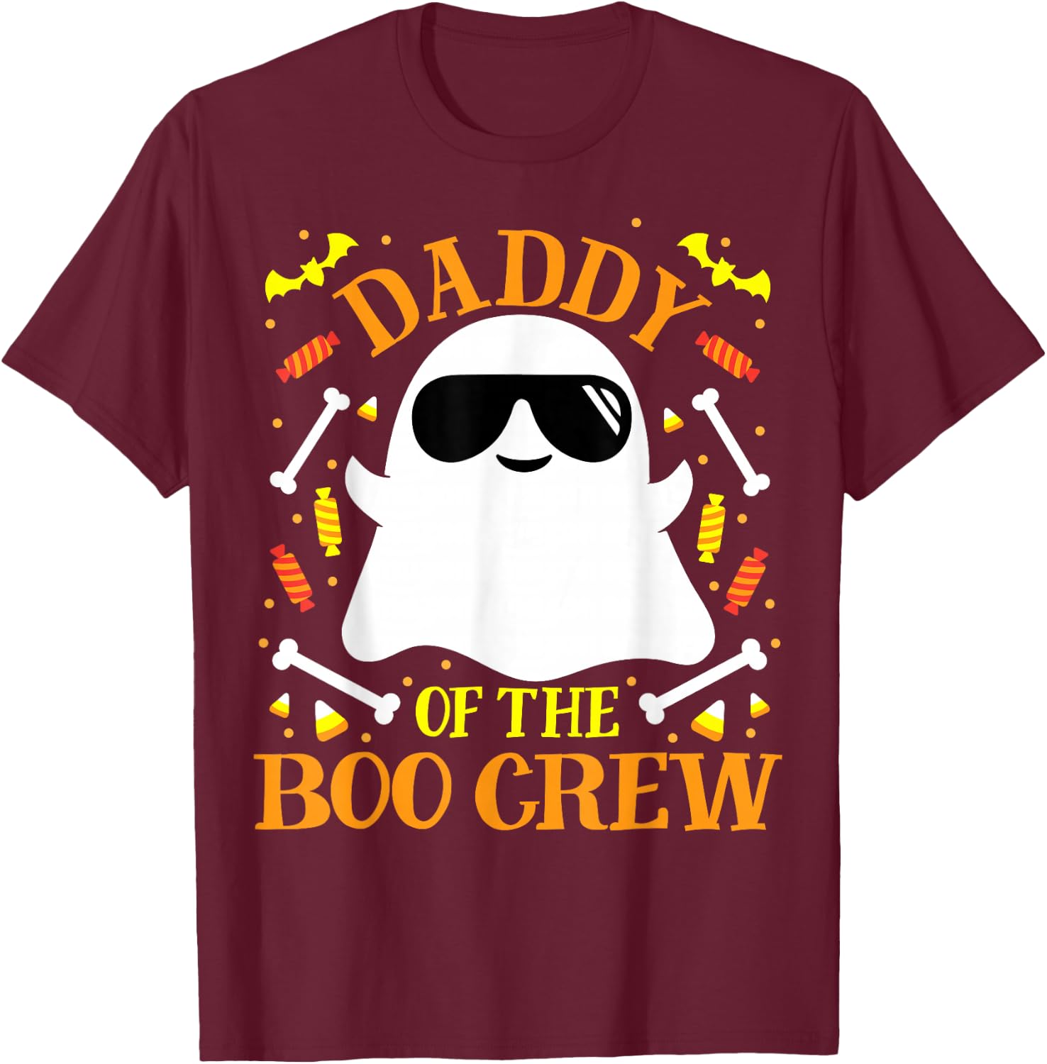 Daddy Boo Crew Ghost Matching Family Set Group Dad Halloween T-Shirt - T-Shirt | Maroon