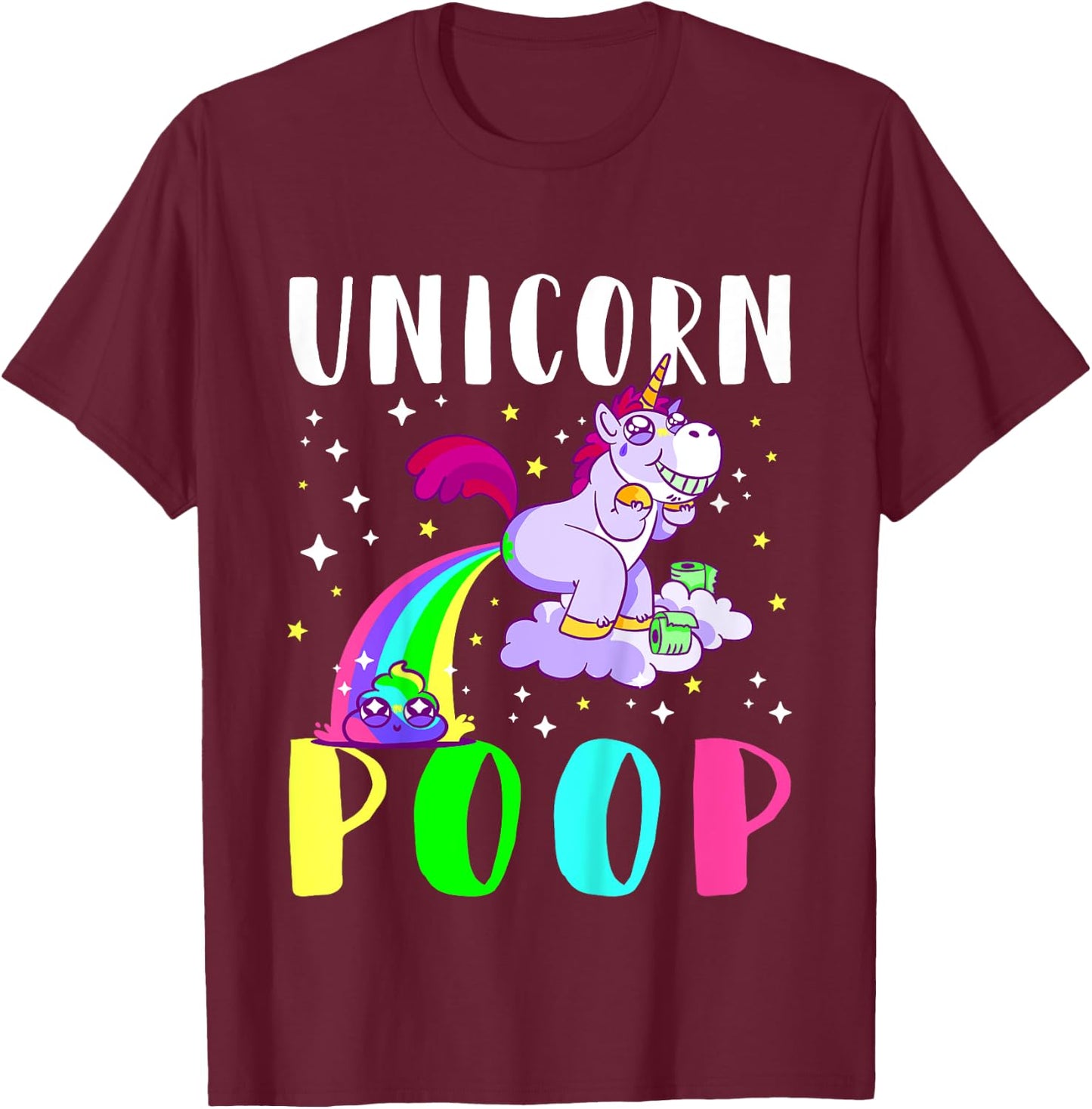 Funny Unicorn Rainbow Poop Cute Toddler T-Shirt - T-Shirt | Maroon