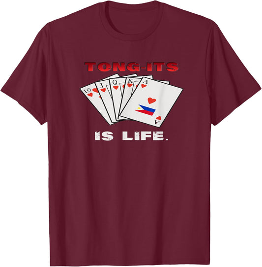 Funny Pinoy Filipino Flag Card Game Tung-its is Life T-Shirt - T-Shirt | Maroon