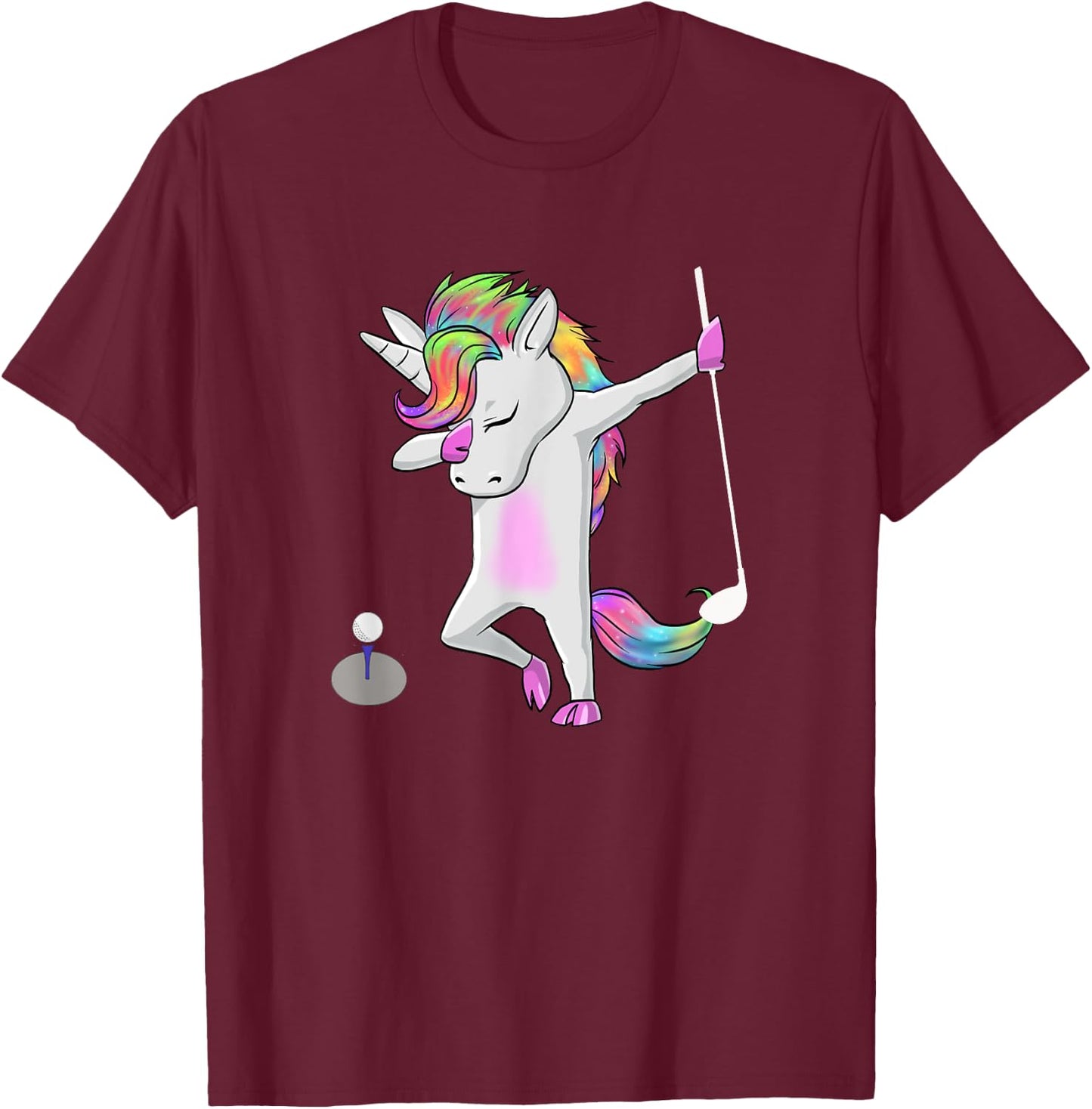 Golf Dabbing Unicorn Funny Dab Dance Funny Gift T-Shirt - T-Shirt | Maroon
