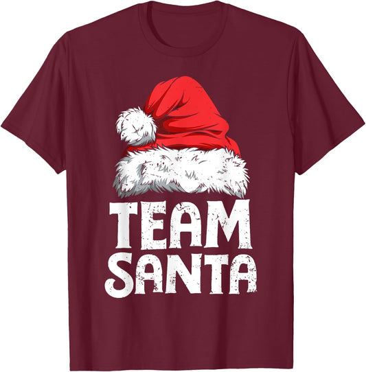 Team Santa Christmas Squad Family Matching Pajamas Boys Men Short Sleeve T-Shirt - T-Shirt | Maroon