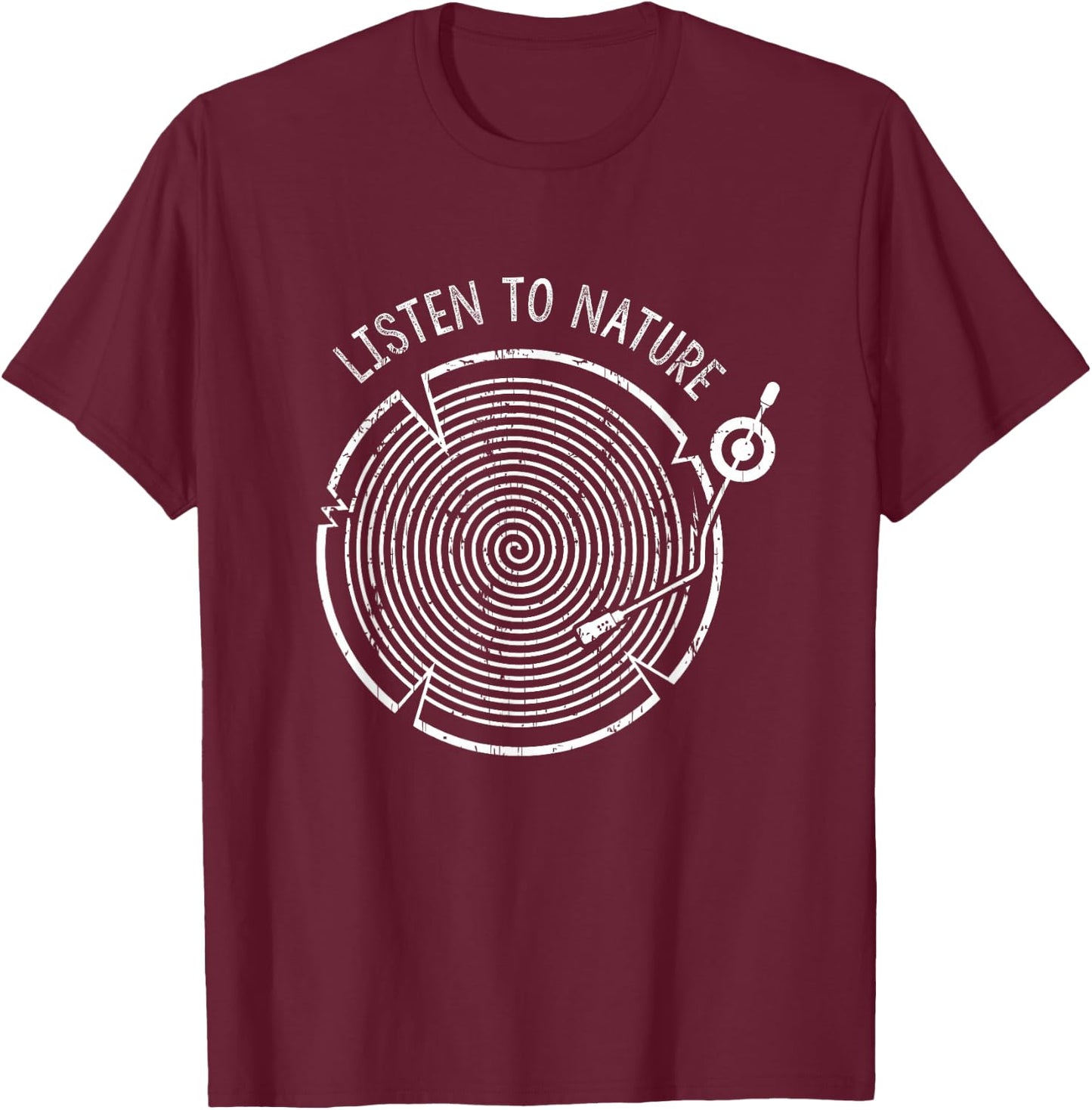 Listen to Nature Tree and Music mix Gift T-Shirt - T-Shirt | Maroon
