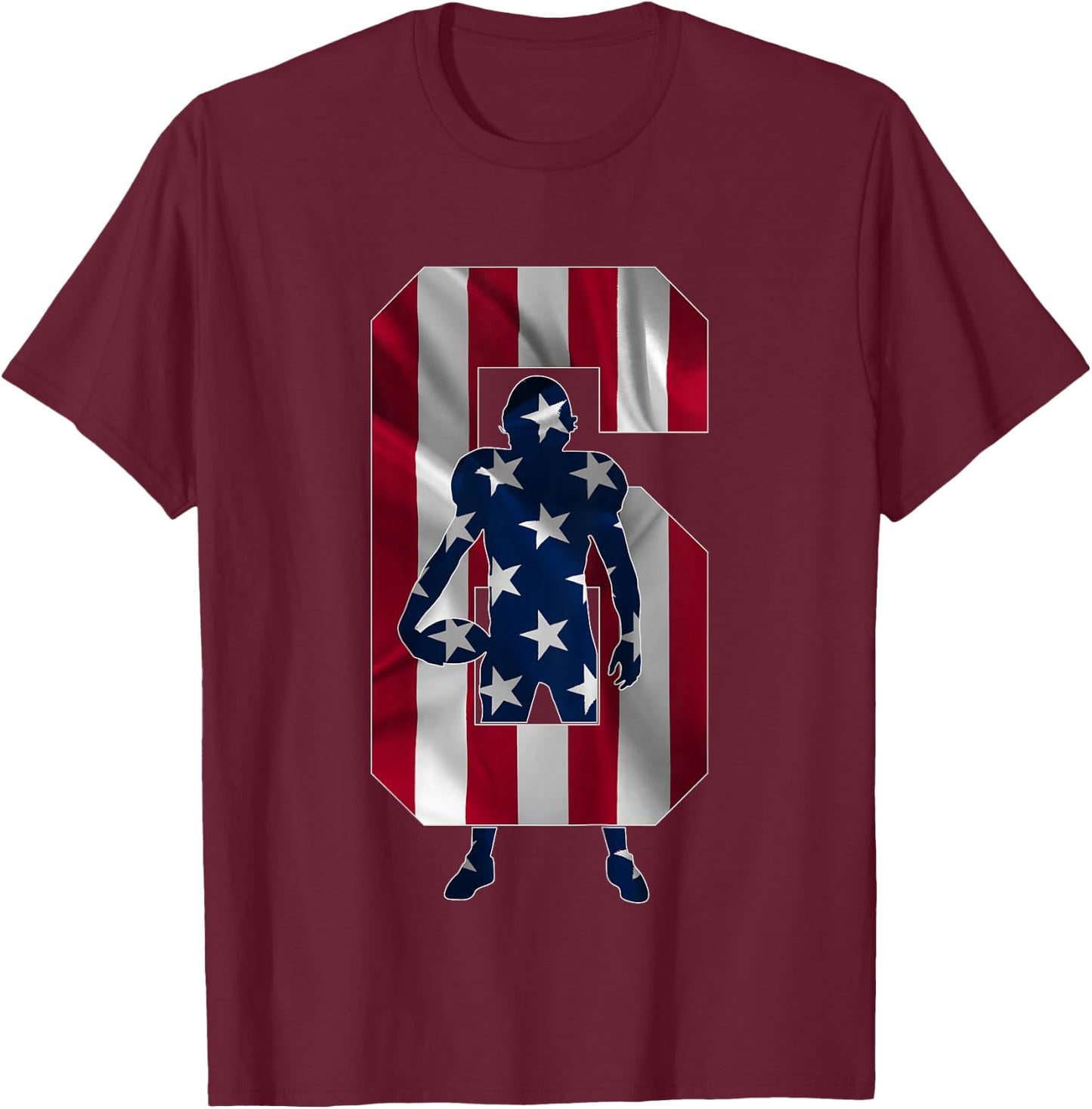 Number 6 Years Football 6th Birthday T-Shirt - T-Shirt | Maroon