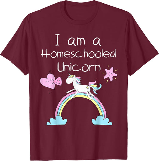 Homeschool Kids Shirts Im A Homeschooled Unicorn T-Shirt - T-Shirt | Maroon