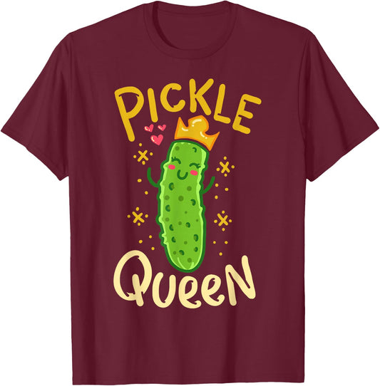 Pickle Queen Vegan Funny Cucumber Vegetable Small T-Shirt - T-Shirt | Maroon