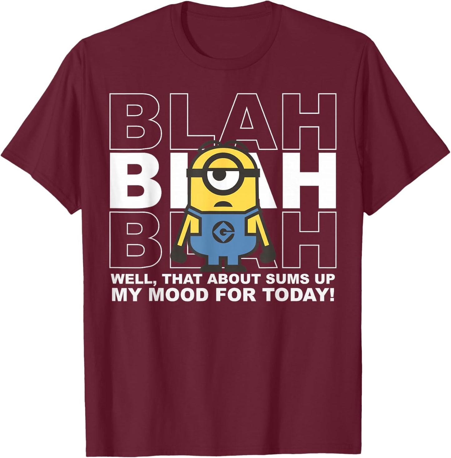 Despicable Me Minions Stuart Is Blah Today Graphic T-Shirt - T-Shirt | Maroon