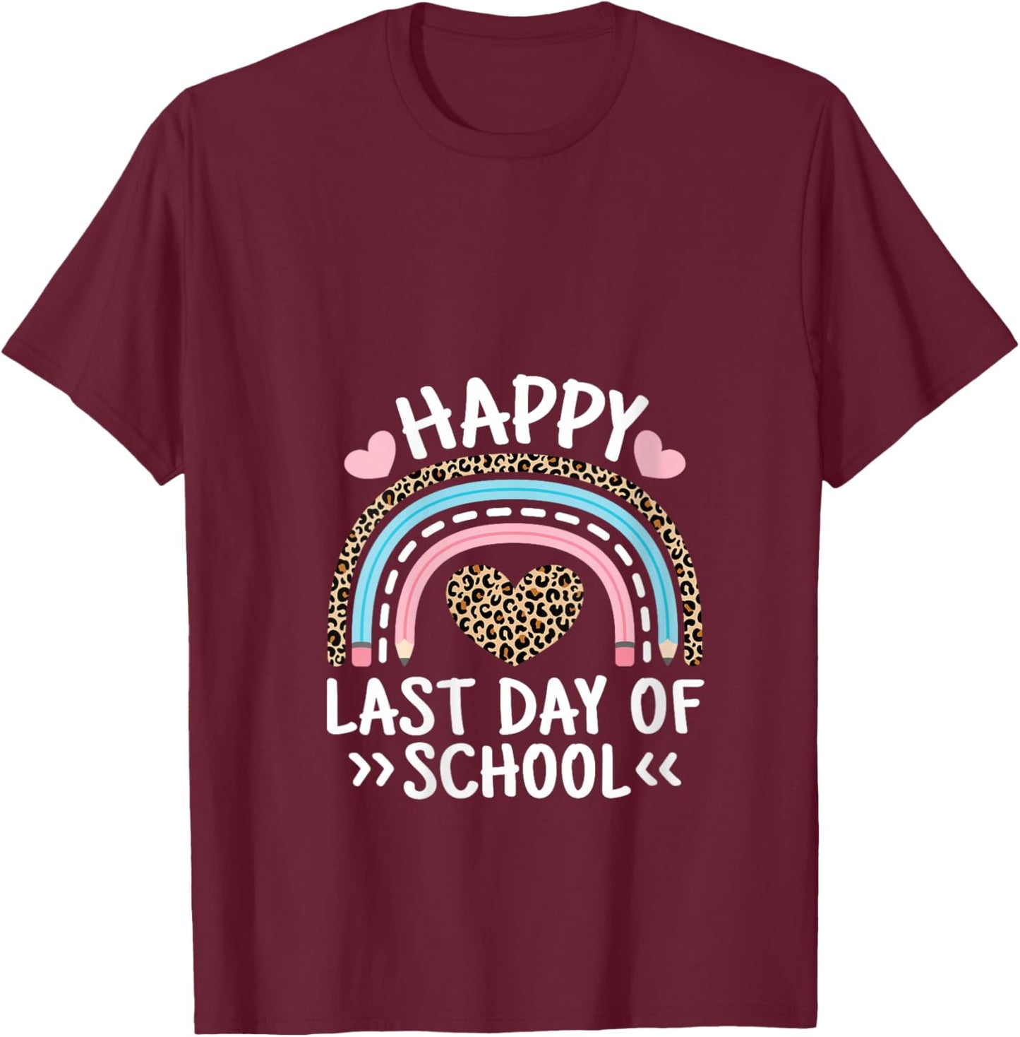 Women's Happy Last Day of School Teacher Student Women Girls Kids V-Neck T-Shirt - T-Shirt | Maroon