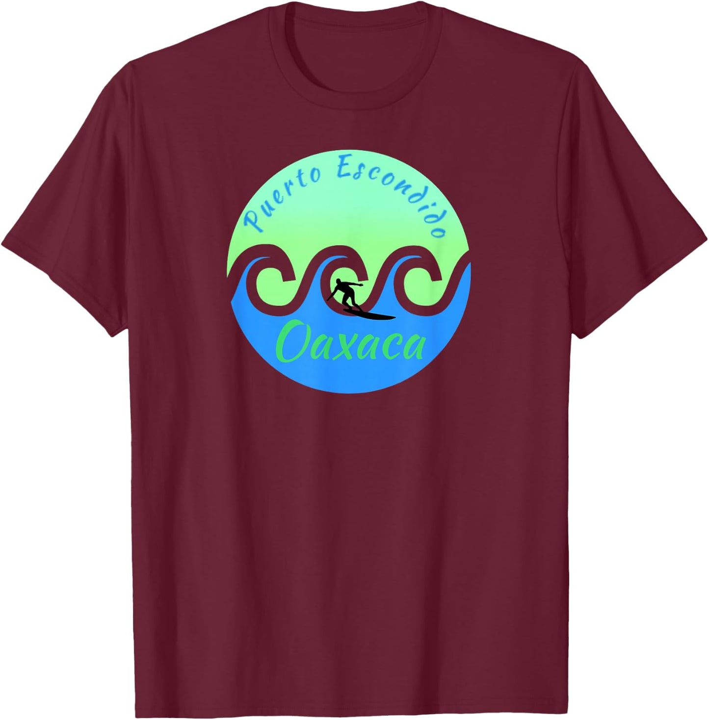 Puerto Escondido Surfing Surf Oaxaca Mexico T-Shirt - T-Shirt | Maroon