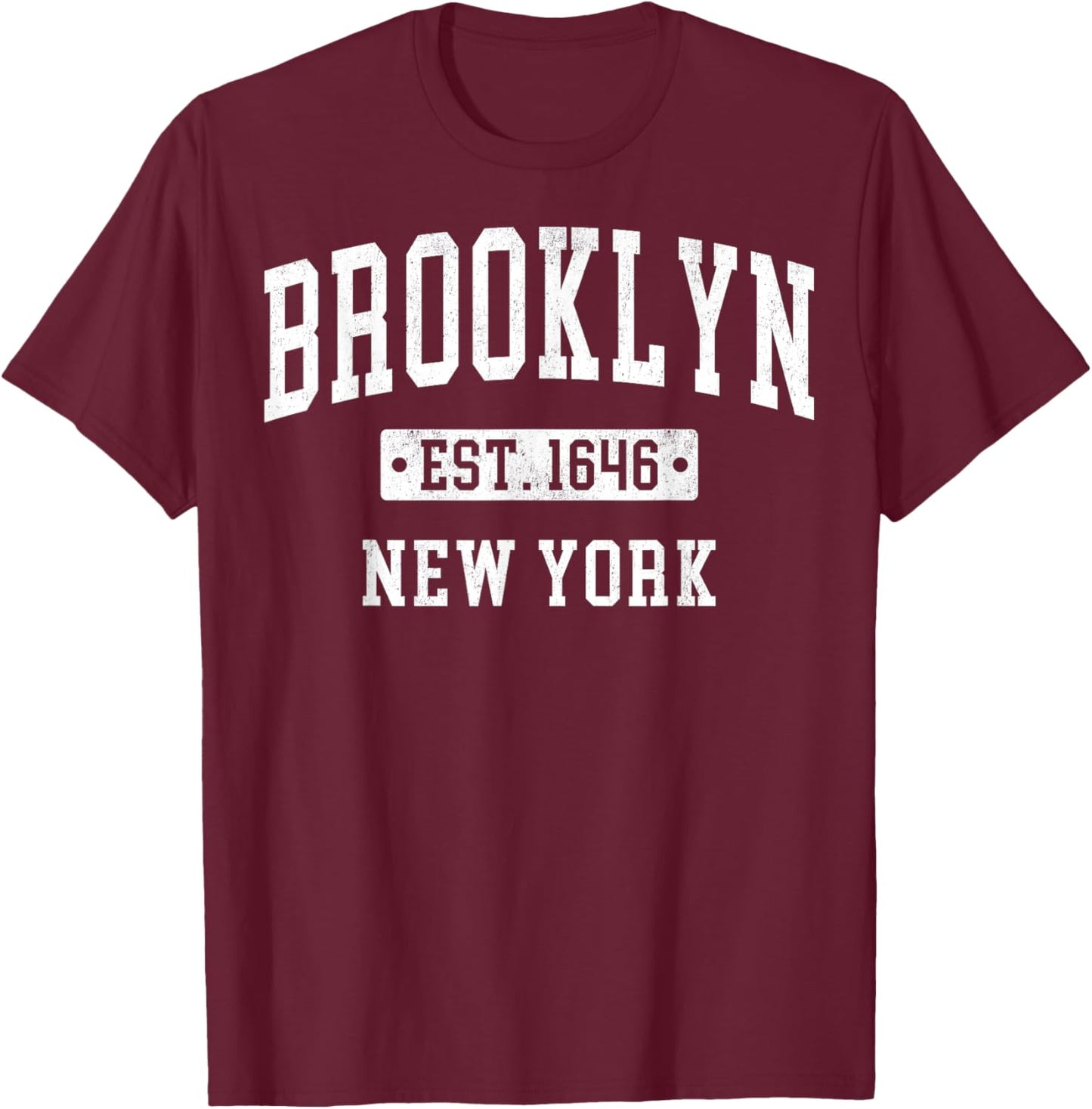 Brooklyn New York NY Vintage Sports Design Navy Men Women T-Shirt - T-Shirt | Maroon