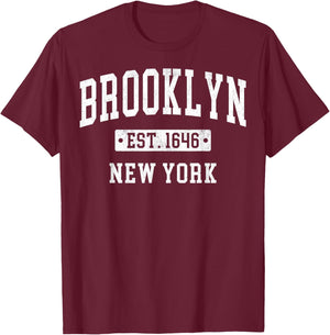 Brooklyn New York NY Vintage Sports Design Navy Men Women T-Shirt - T-Shirt | Maroon