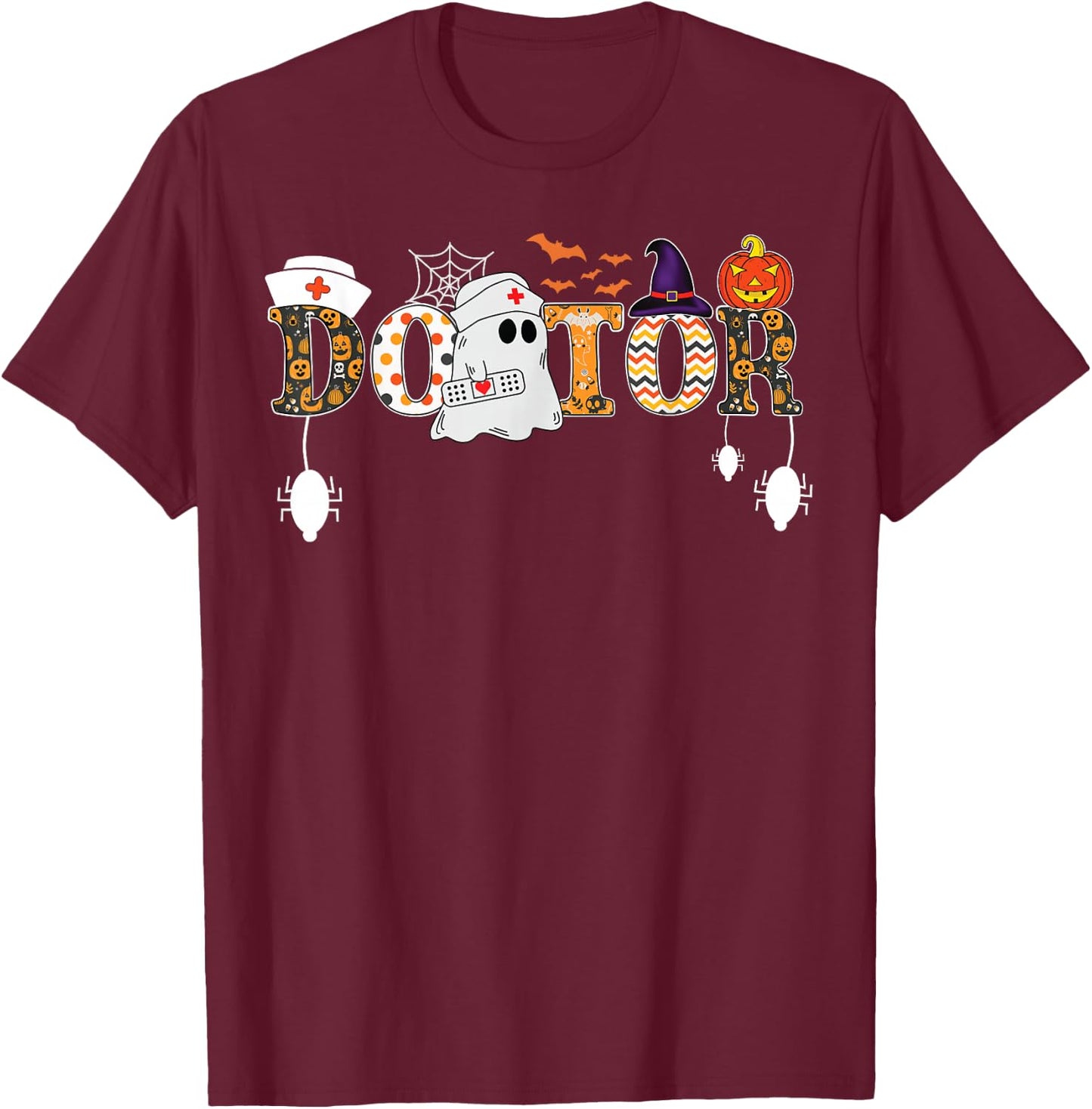Halloween Doctor Halloween Scrub Tops Nursing Ghost Women's T-Shirt - T-Shirt | Maroon
