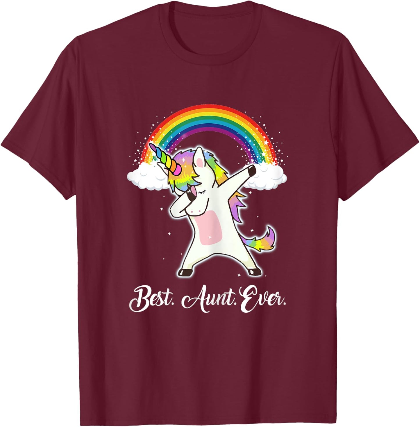 Rainbow Unicorn Aunt Shirt Best Aunt Ever T-Shirt - T-Shirt | Maroon
