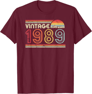 1989 Vintage Shirt, Birthday Gift . Retro Style T-Shirt - T-Shirt | Maroon