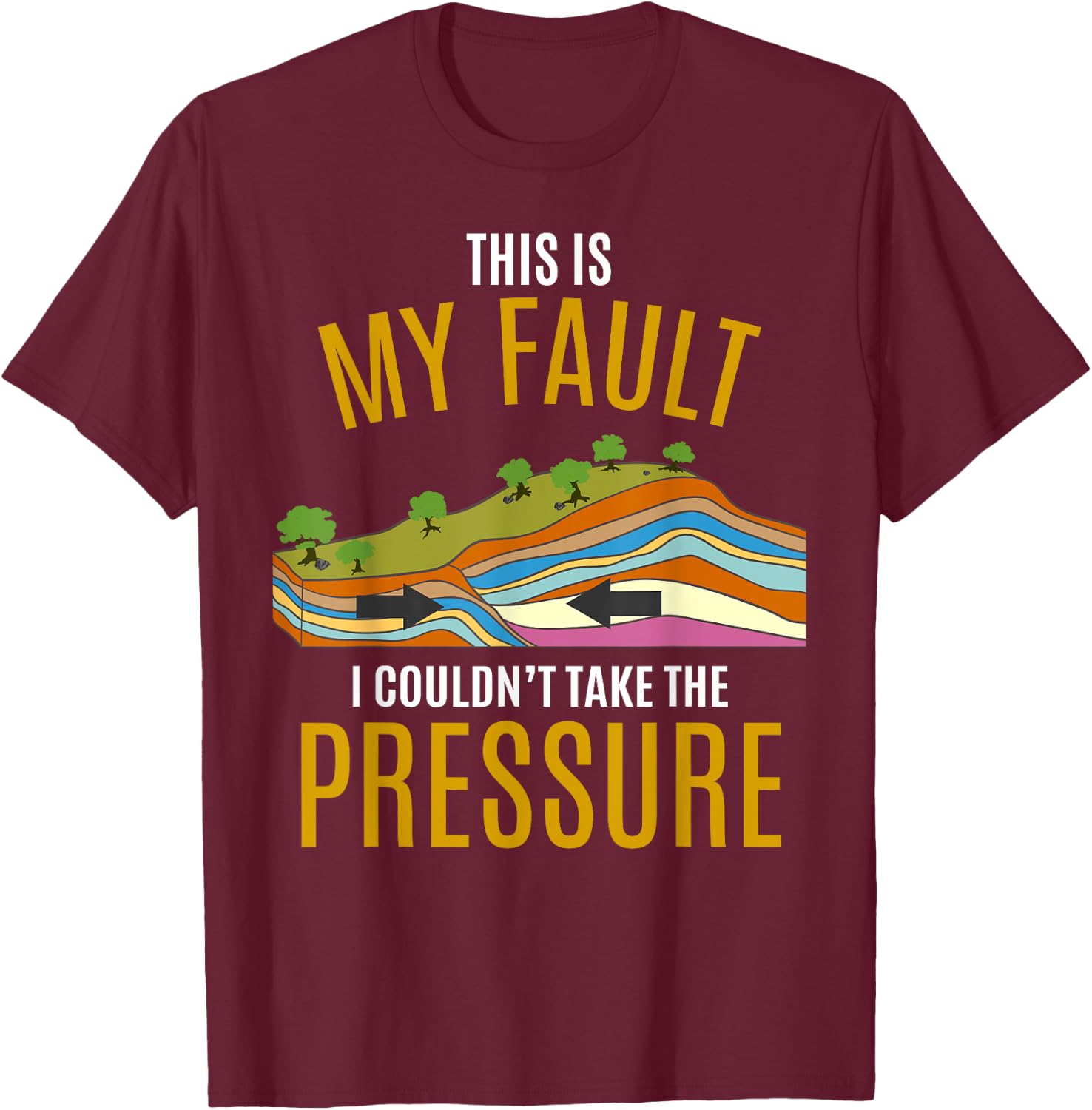 Tectonic Plates Model Earthquake Sorry Shirt T-Shirt - T-Shirt | Maroon