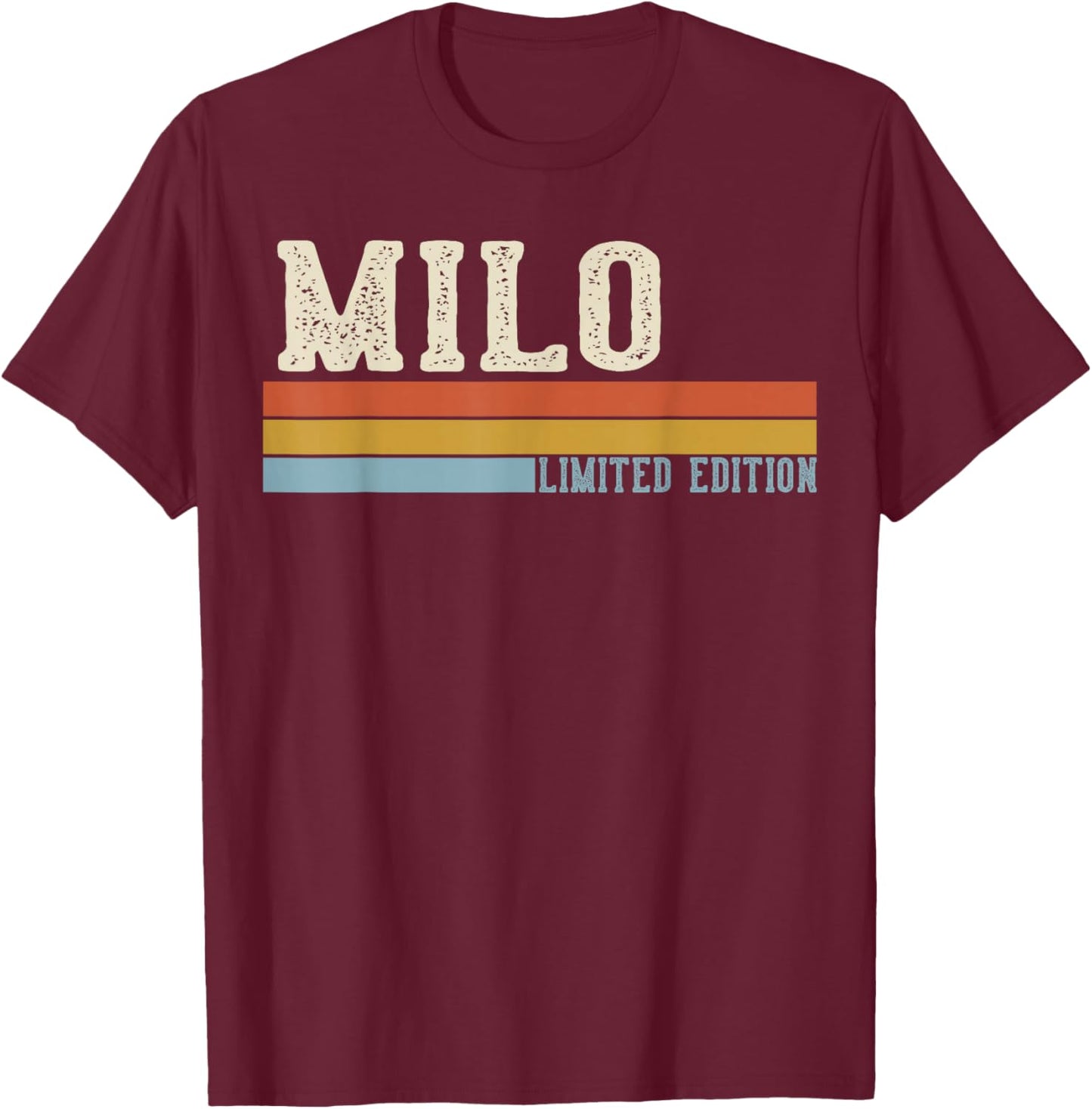 Milo Retro Vintage Men Kids Boys First Name T-Shirt - T-Shirt | Maroon
