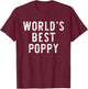 World's Best Poppy Funny Family T-Shirt - T-Shirt | Maroon