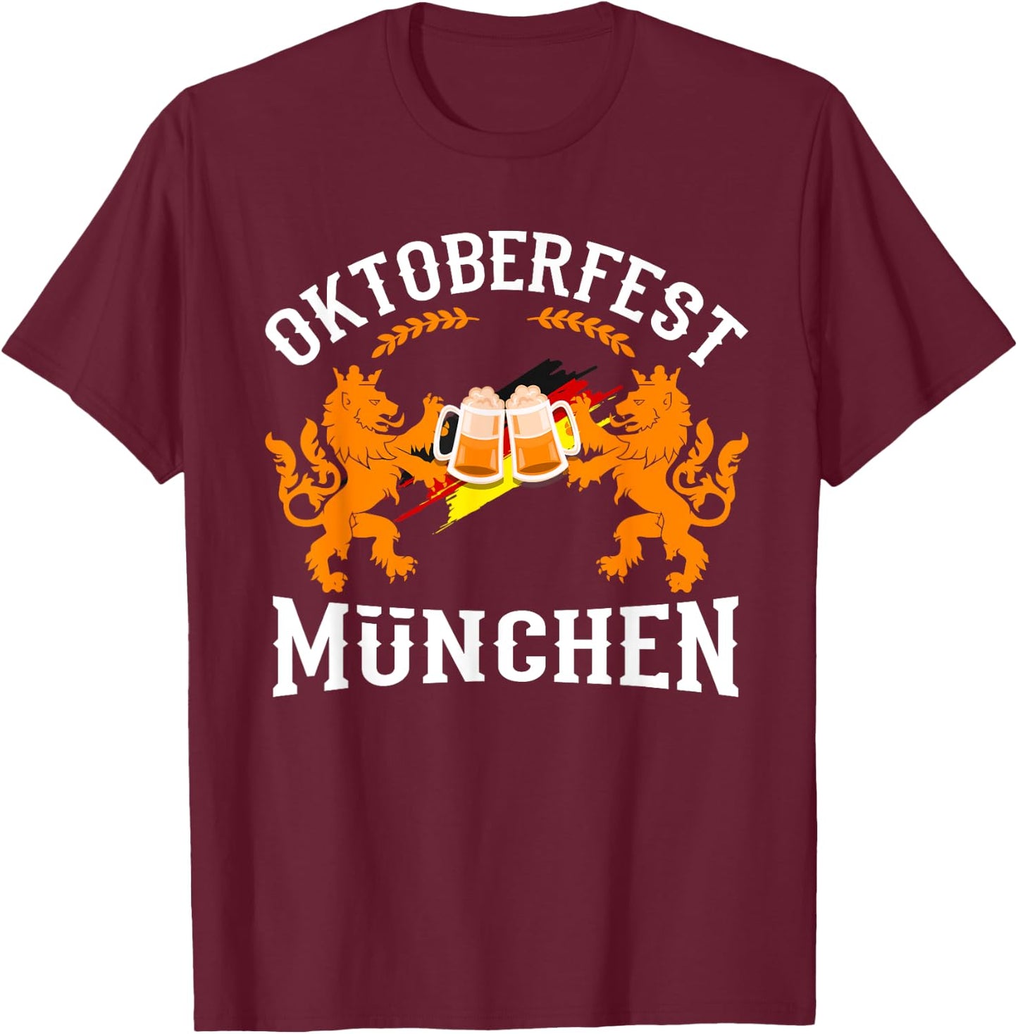 Oktoberfest München Germany German Flag Beer Drinking Gift T-Shirt - T-Shirt | Maroon
