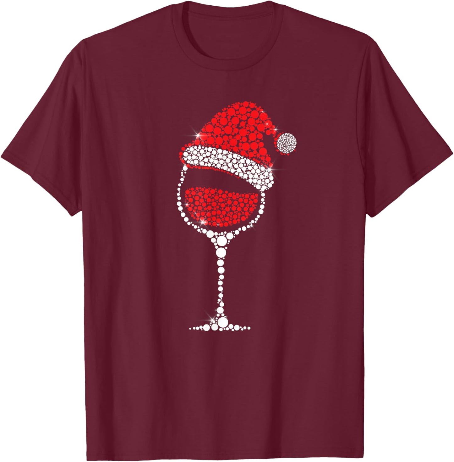 Christmas Pajama Glass of Wine Costume Santa Hat Xmas gift T-Shirt - T-Shirt | Maroon