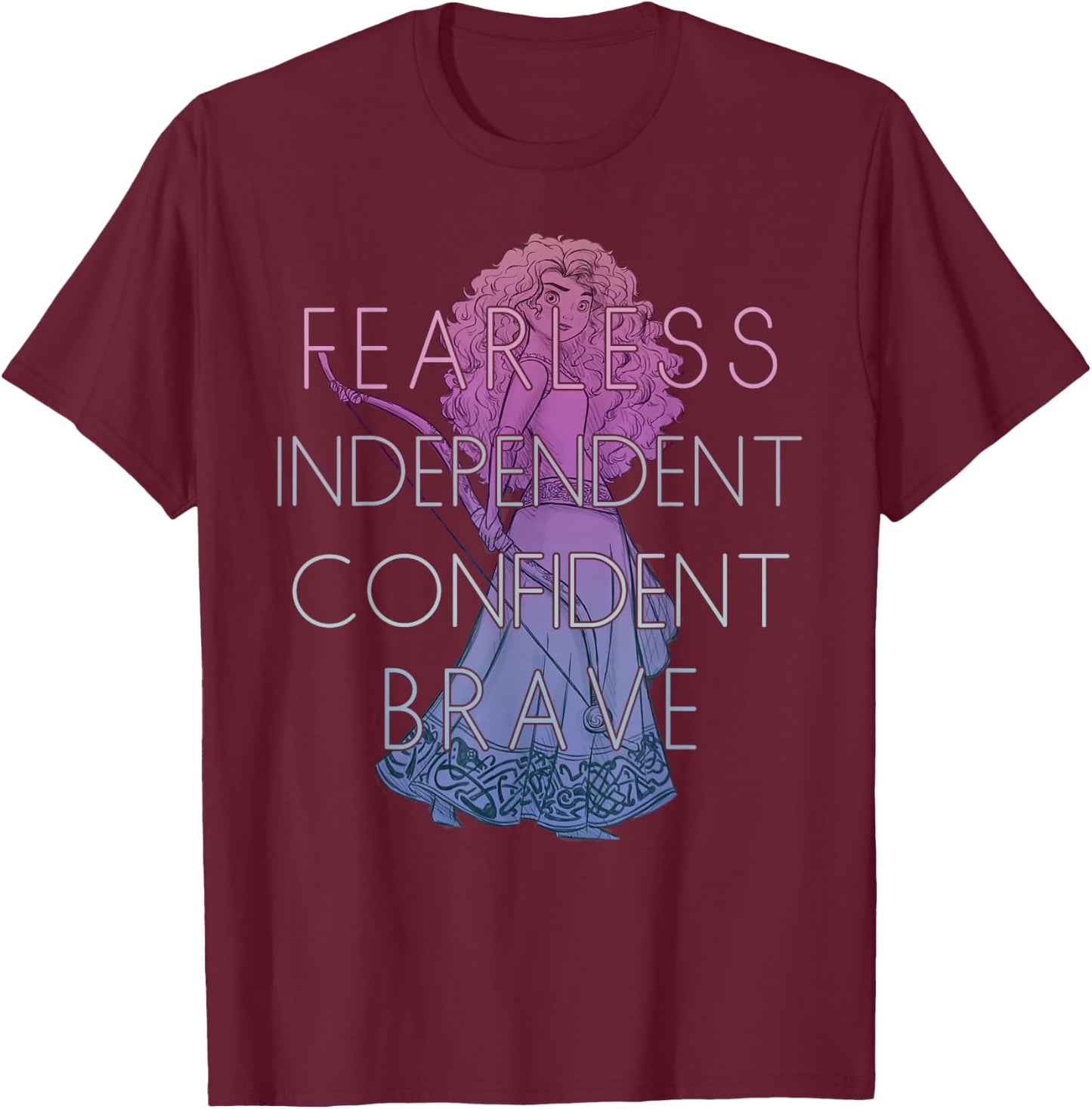 Disney Brave Merida Fearless Independant Confident T-Shirt - T-Shirt | Maroon