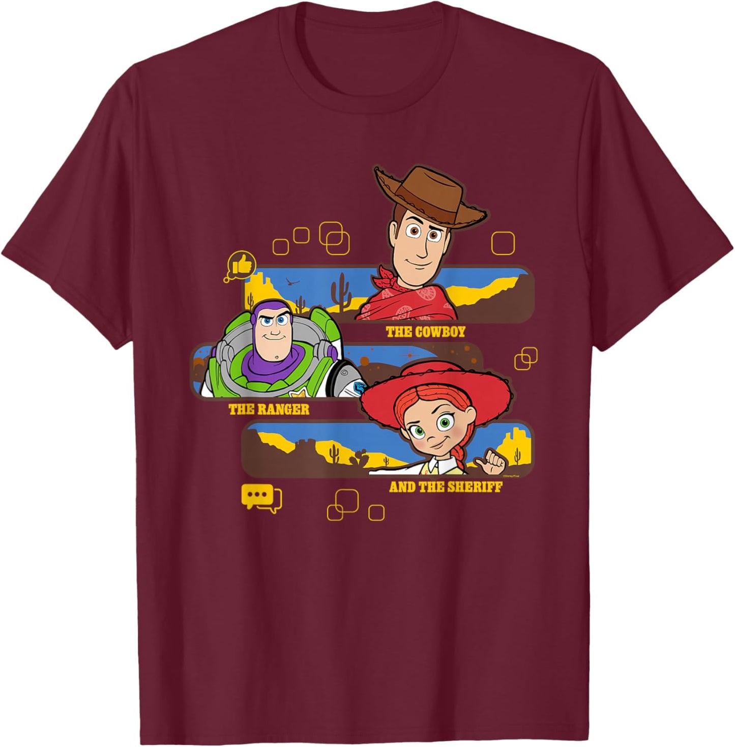 Disney and Pixar's Toy Story 5 Jessie Buzz & Woody Western T-Shirt - T-Shirt | Maroon