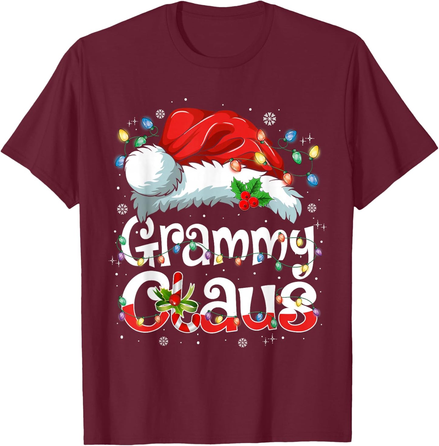 Grammy Claus Xmas Santa Matching Family Christmas Pajamas T-Shirt - T-Shirt | Maroon