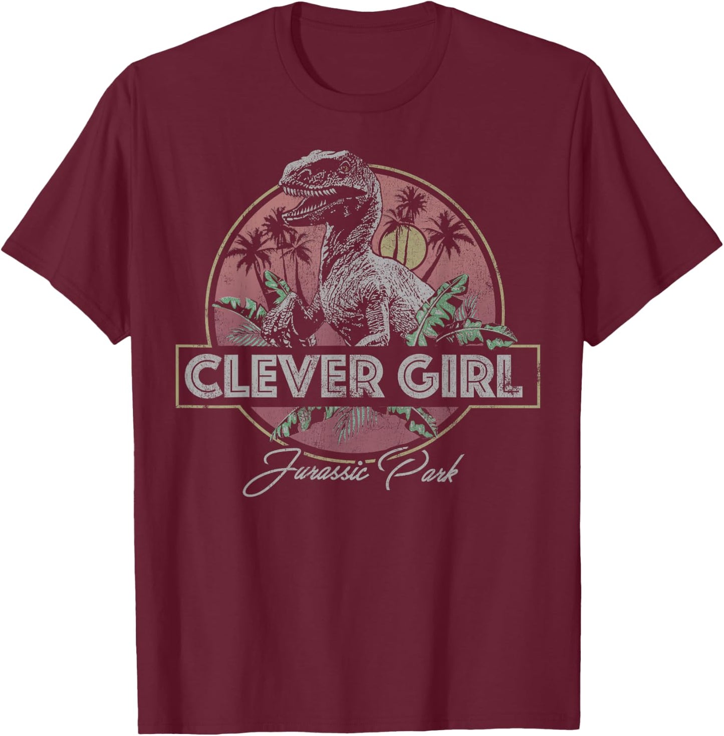 Jurassic Park Raptor Clever Girl Vintage Small T-Shirt - T-Shirt | Maroon