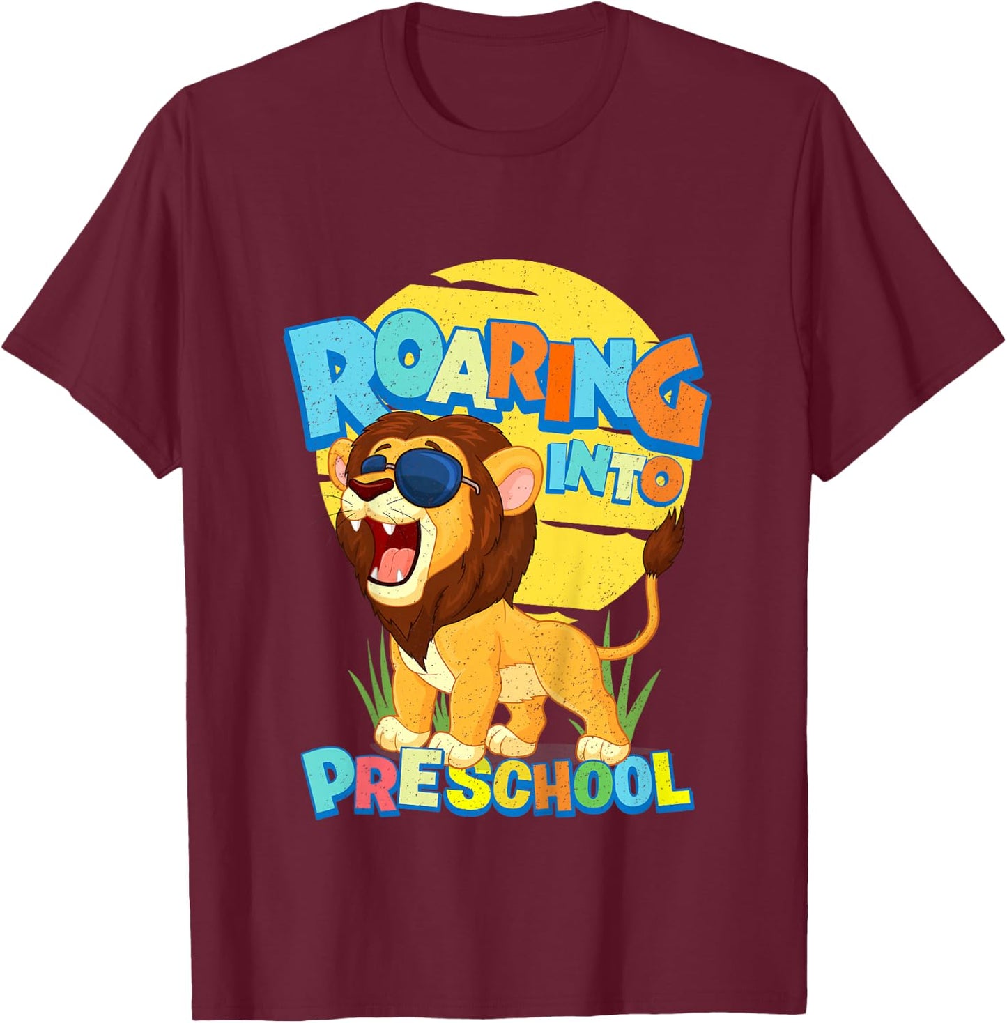 First Day of PRE-K Lion Back to School Preschool Safari Gift T-Shirt - T-Shirt | Maroon