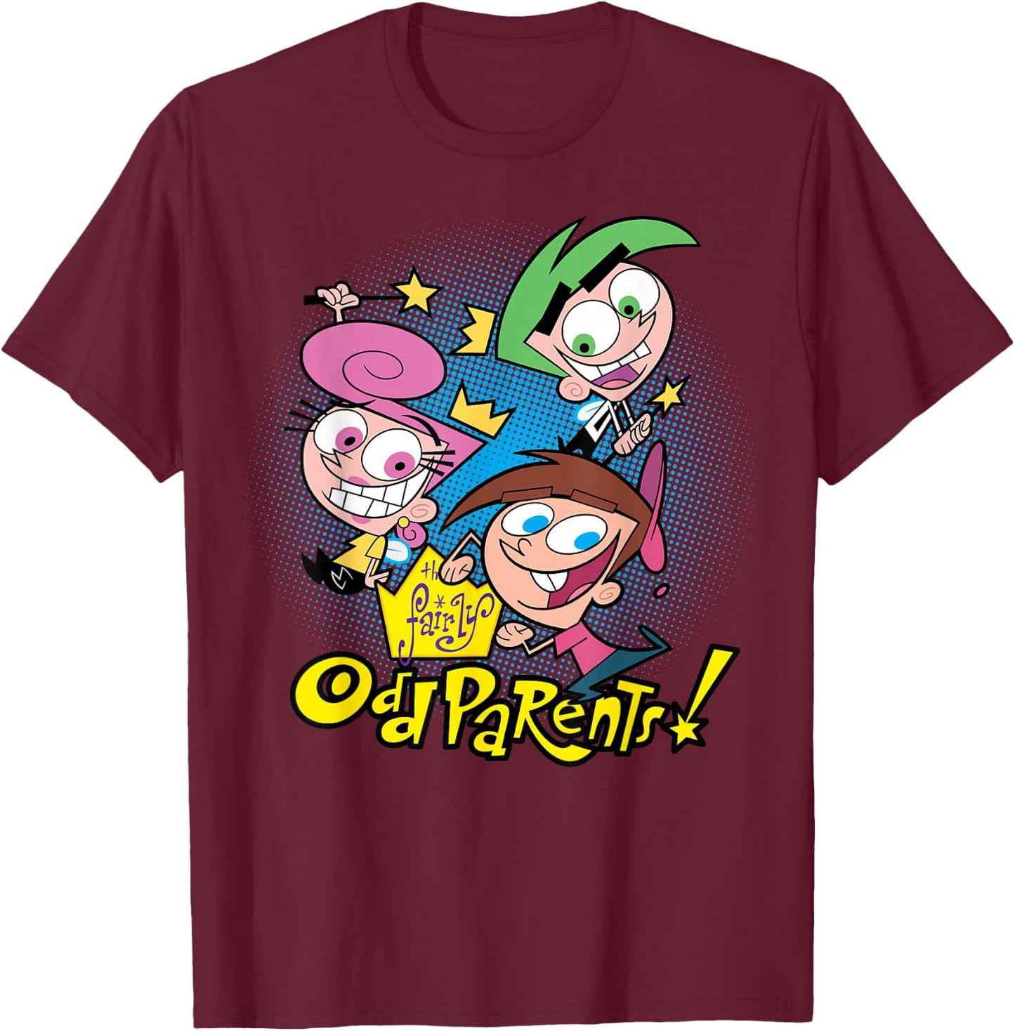 Nickelodeon The Fairly OddParents Timmy Cosmo and Wanda T-Shirt - T-Shirt | Maroon