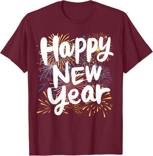 Happy New Year Eve Party 2026 Family Matching Fireworks T-Shirt - T-Shirt | Maroon