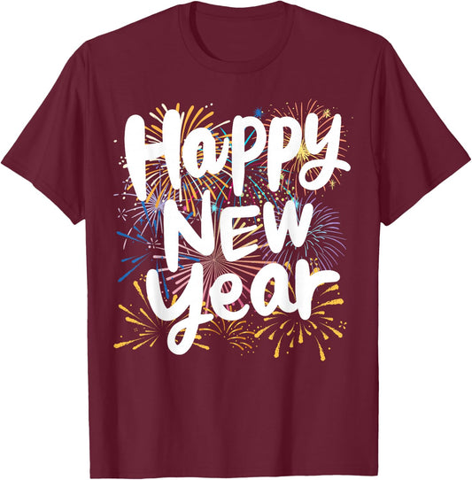 Happy New Year Eve Party 2026 Family Matching Fireworks T-Shirt - T-Shirt | Maroon