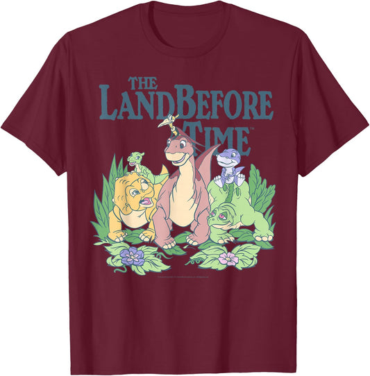 Land Before Time Pastel Dinosaur Friends T-Shirt - T-Shirt | Maroon