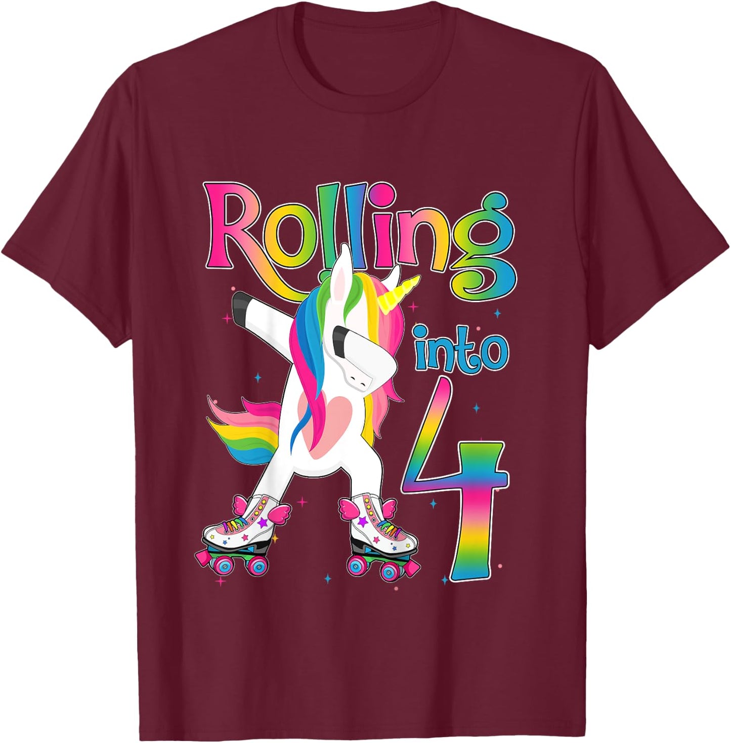 Rolling Into 4 years Let's Roll I'm Turning 4 Roller Skate T-Shirt - T-Shirt | Maroon