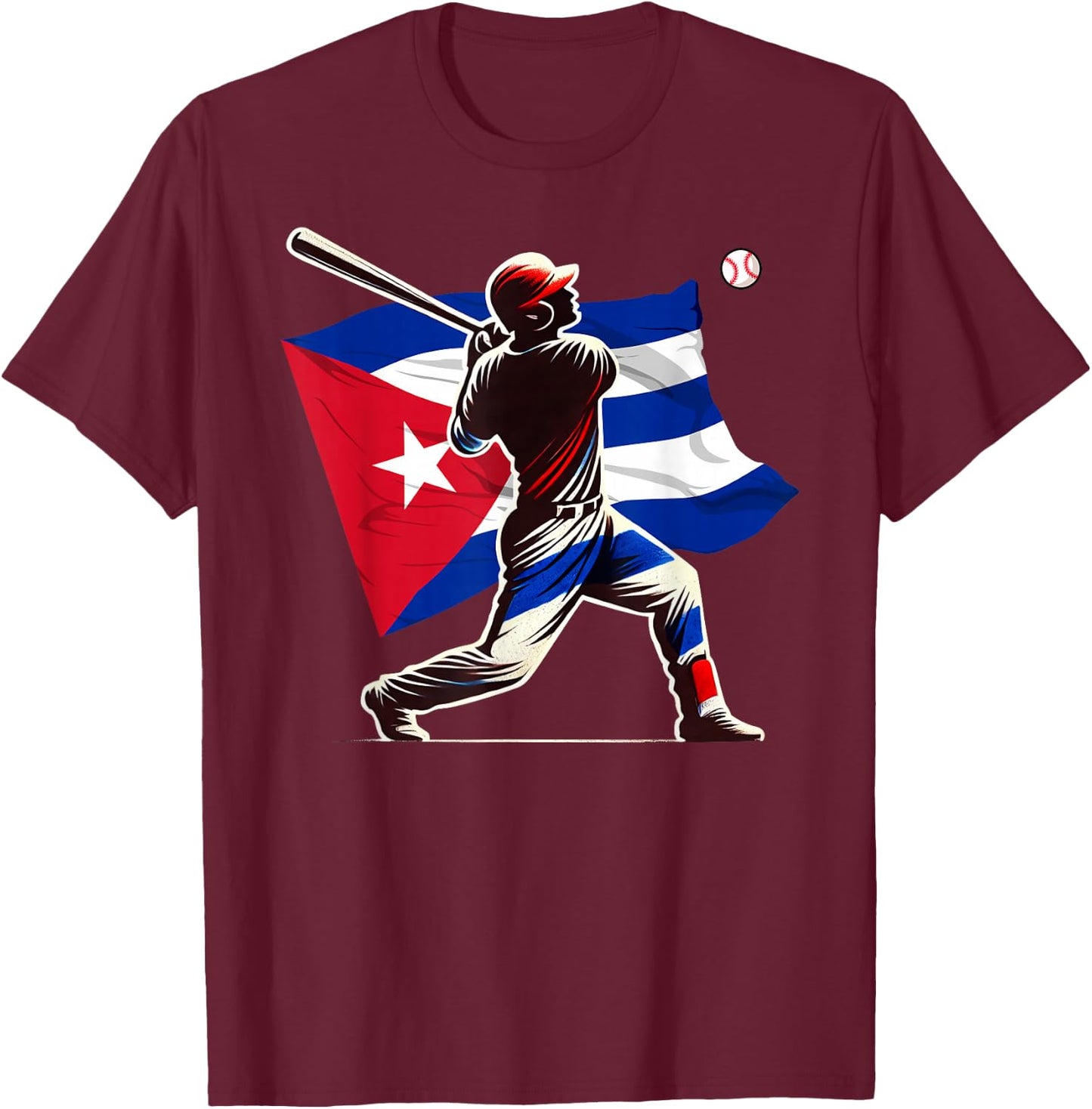 Baseball Pitcher Cuba Flag Cuban Softball Player T-Shirt - T-Shirt | Maroon