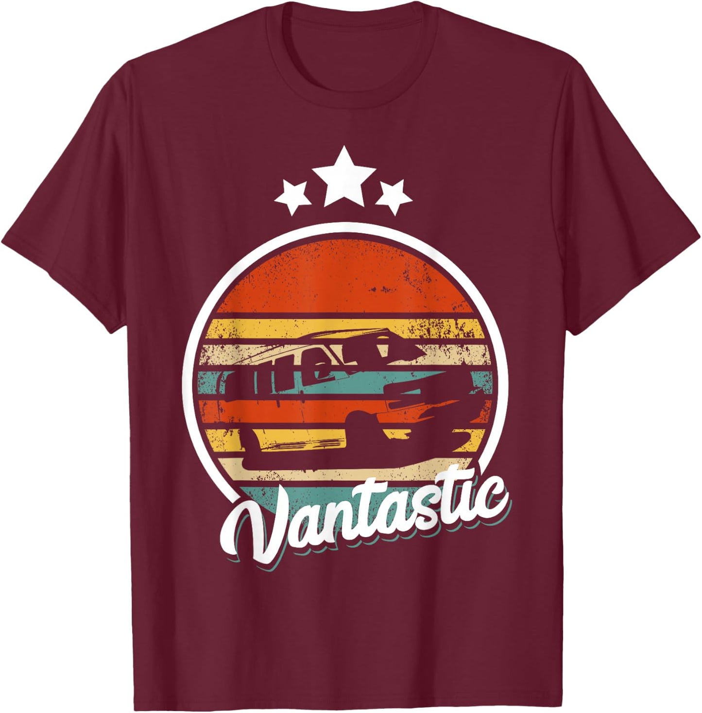 Retro Camper Van Life Vantastic - Vintage Vanlife T-Shirt - T-Shirt | Maroon